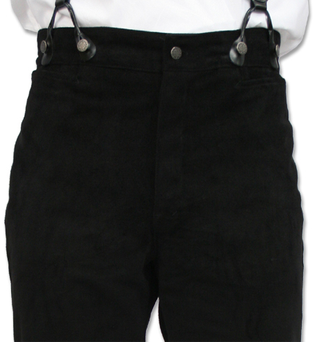  Victorian Old West Edwardian Mens Pants Black Cotton Solid Work Dress Matched Separates |Antique Vintage Fashioned Wedding Theatrical Reenacting Costume |