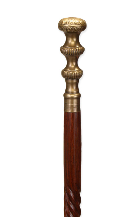 Men's Wooden Walking Stick Brass Imperial Head Cane Walker Wood Vintage Gift 
