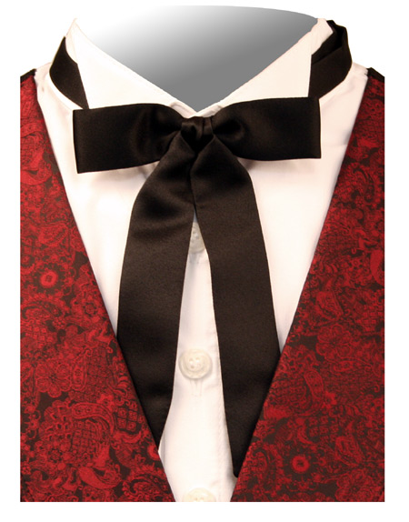  Victorian Old West Mens Ties Black Satin Synthetic Solid Bow |Antique Vintage Fashioned Wedding Theatrical Reenacting Costume | Lawman