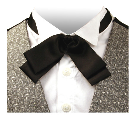  Victorian Old West Mens Ties Black Satin Microfiber Synthetic Solid Bow |Antique Vintage Fashioned Wedding Theatrical Reenacting Costume |