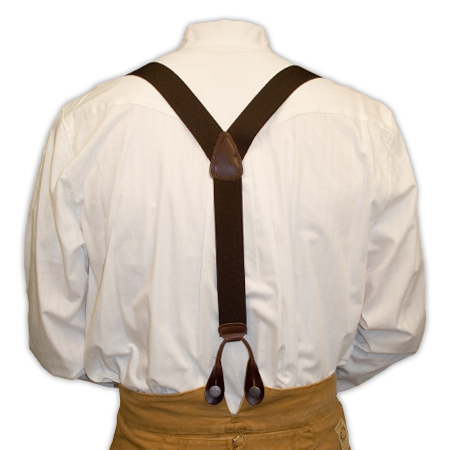  Victorian Old West Steampunk Suspenders Brown Elastic Y-Back Braces |Antique Vintage Fashioned Wedding Theatrical Reenacting Costume | Standard Golf