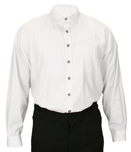 Victorian Edwardian Old West Steampunk Mens Shirts White Cotton Solid Dress |Antique Vintage Fashioned Wedding Theatrical Reenacting Costume | Adventurer Holmes and Watson Golf Motorist Newsboy Aviator