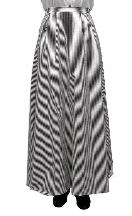  Victorian Old West Edwardian Ladies Skirts Gray Black White Cotton Stripe Dress Work Matched Separates |Antique Vintage Fashioned Wedding Theatrical Reenacting Costume |