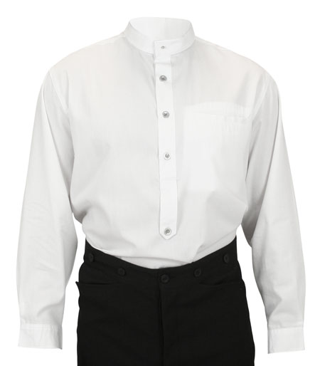  Victorian Old West Steampunk Mens Shirts White Cotton Solid Dress |Antique Vintage Fashioned Wedding Theatrical Reenacting Costume |