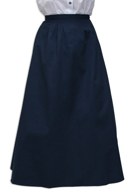  Victorian Old West Edwardian Ladies Skirts Blue Cotton Solid Dress Work |Antique Vintage Fashioned Wedding Theatrical Reenacting Costume | Motorist Aviator