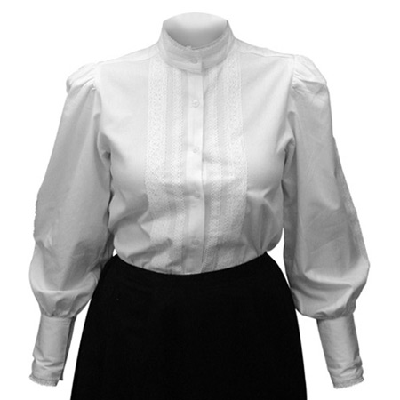  Victorian Old West Steampunk Edwardian Ladies Blouses White Cotton Solid Traditional Fit |Antique Vintage Fashioned Wedding Theatrical Reenacting Costume | Dickens Motorist Aviator Nanny and Chimneysweep Suffragist