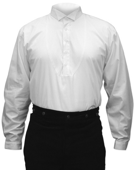  Victorian Old West Mens Shirts White Cotton Solid Dress Tuxedo |Antique Vintage Fashioned Wedding Theatrical Reenacting Costume |