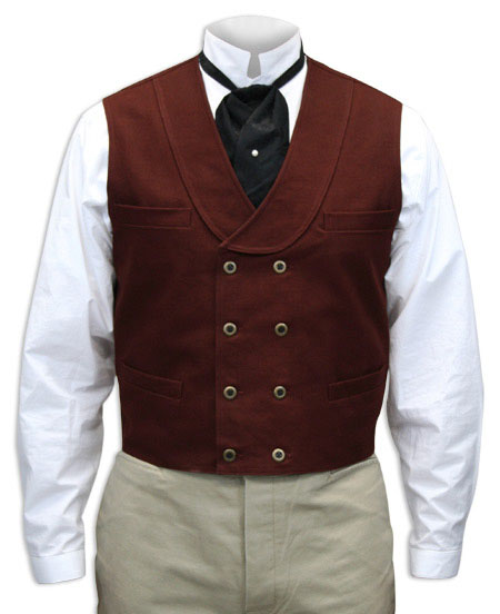  Victorian Old West Steampunk Mens Vests Red Cotton Solid Work |Antique Vintage Fashioned Wedding Theatrical Reenacting Costume |