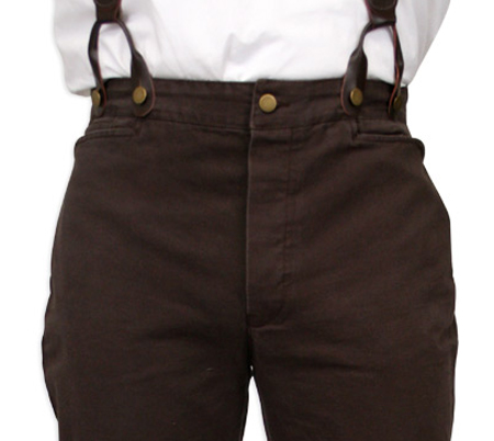  Victorian Old West Edwardian Mens Pants Brown Canvas Cotton Solid Work |Antique Vintage Fashioned Wedding Theatrical Reenacting Costume |