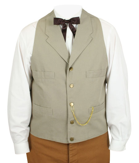  Victorian Old West Edwardian Mens Vests Ivory Brown Canvas Cotton Solid Work |Antique Vintage Fashioned Wedding Theatrical Reenacting Costume |