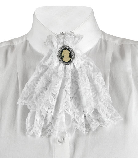  Victorian Old West Edwardian Ladies Accessories White Lace Synthetic Solid Jabots |Antique Vintage Fashioned Wedding Theatrical Reenacting Costume | Dickens Suffragist