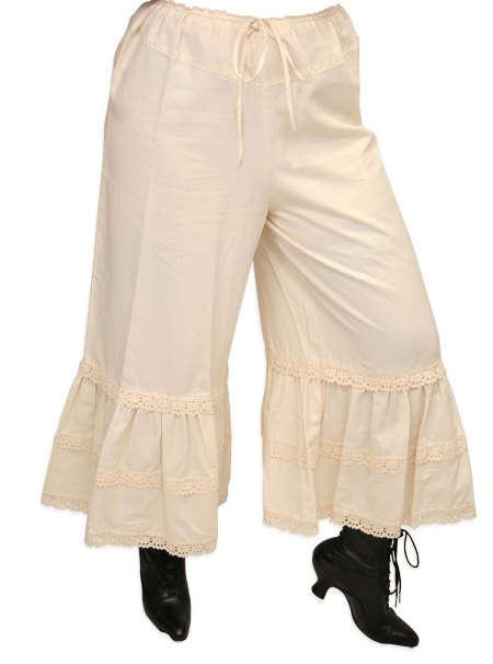  Victorian Old West Steampunk Ladies Lingerie Ivory Cotton Solid Bloomers |Antique Vintage Fashioned Wedding Theatrical Reenacting Costume |