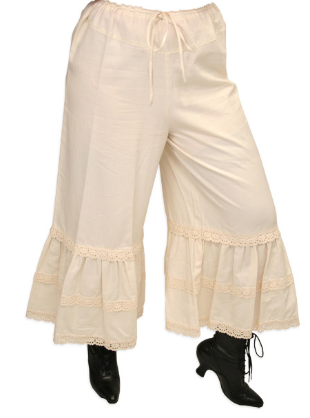  Victorian Old West Steampunk Edwardian Ladies Lingerie Ivory Cotton Solid Bloomers |Antique Vintage Fashioned Wedding Theatrical Reenacting Costume |