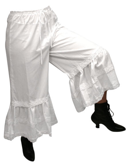  Victorian Old West Ladies Lingerie White Cotton Solid Bloomers |Antique Vintage Fashioned Wedding Theatrical Reenacting Costume |