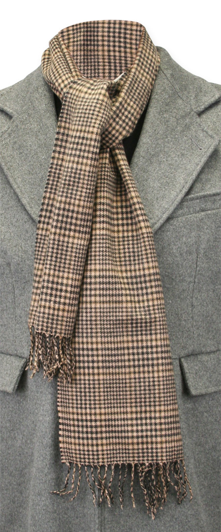  Victorian Edwardian Mens Ties Brown Wool Plaid Scarves |Antique Vintage Old Fashioned Wedding Theatrical Reenacting Costume | Gifts for Him Her Dickens