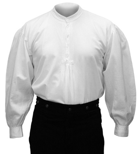  Victorian Old West Edwardian Mens Shirts White Cotton Solid Work Pioneer |Antique Vintage Fashioned Wedding Theatrical Reenacting Costume |