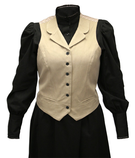  Victorian Old West Edwardian Ladies Vests Brown Tan Cotton Solid Dress Work |Antique Vintage Fashioned Wedding Theatrical Reenacting Costume |