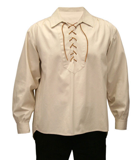  Old West Edwardian Mens Shirts Ivory Cotton Solid Work Pioneer |Antique Vintage Fashioned Wedding Theatrical Reenacting Costume |