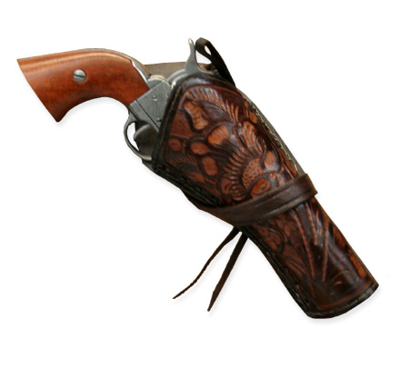  Old West Holsters and Gunbelts Brown Two-Tone Leather Tooled |Antique Vintage Fashioned Wedding Theatrical Reenacting Costume |