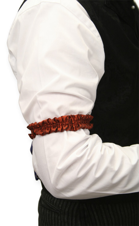 Cowboy Old West Arm SASS Sleeve Garter in Rust & Cream Calico #1336 Pair 