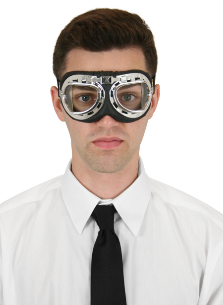  Victorian Steampunk Edwardian Eyewear Silver Clear Black Plastic Goggles |Antique Vintage Old Fashioned Wedding Theatrical Reenacting Costume | Motorist Aviator Gifts