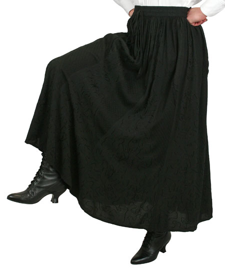  Victorian Steampunk Ladies Skirts Black Synthetic Floral Work Dress |Antique Vintage Old Fashioned Wedding Theatrical Reenacting Costume |