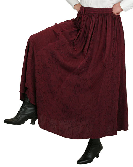  Victorian Steampunk Ladies Skirts Burgundy Synthetic Floral Work Dress |Antique Vintage Old Fashioned Wedding Theatrical Reenacting Costume |