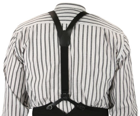  Victorian Old West Steampunk Suspenders Black Leather Y-Back Braces |Antique Vintage Fashioned Wedding Theatrical Reenacting Costume | Standard Gifts for Him Golf
