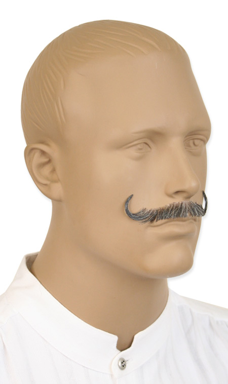  Victorian Old West Edwardian Mens Mustaches Gray Natural |Antique Vintage Fashioned Wedding Theatrical Reenacting Costume | Adventurer Frankenstein Mad Scientist
