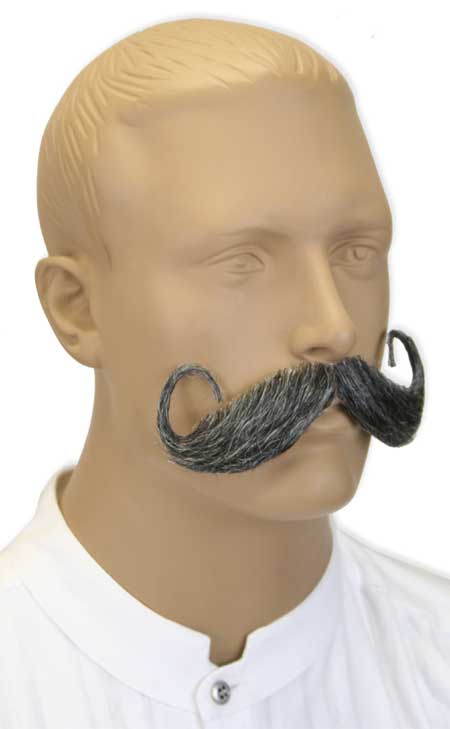  Victorian Old West Steampunk Mens Mustaches Gray Natural |Antique Vintage Fashioned Wedding Theatrical Reenacting Costume | Adventurer Gifts for Him