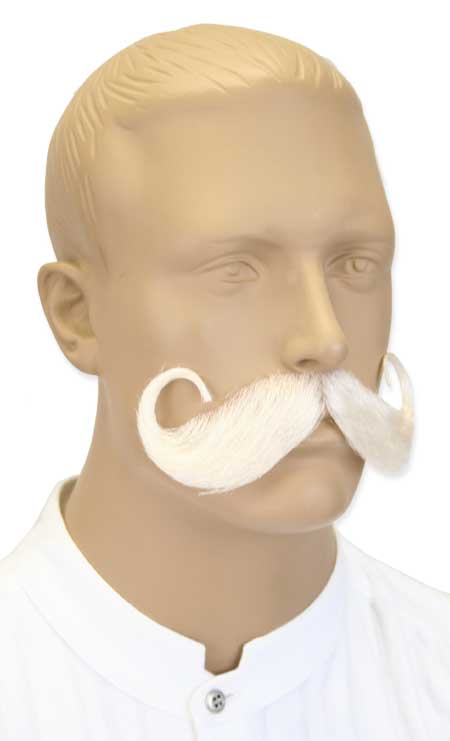  Victorian Old West Steampunk Mens Mustaches White Natural |Antique Vintage Fashioned Wedding Theatrical Reenacting Costume |