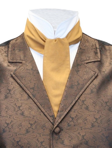  Victorian Old West Edwardian Mens Ties Brown Tan Cotton Solid Cravats |Antique Vintage Fashioned Wedding Theatrical Reenacting Costume |