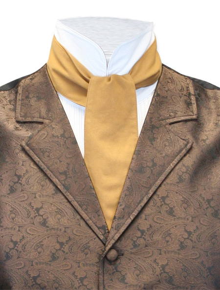  Victorian Regency Old West Edwardian Mens Ties Brown Tan Cotton Solid Cravats |Antique Vintage Fashioned Wedding Theatrical Reenacting Costume |