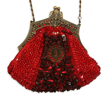  Victorian Old West Edwardian Ladies Accessories Red Beaded Fabric Metal Solid Medallion Purses |Antique Vintage Fashioned Wedding Theatrical Reenacting Costume |