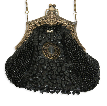  Victorian Old West Steampunk Edwardian Ladies Accessories Black Beaded Fabric Metal Solid Medallion Purses |Antique Vintage Fashioned Wedding Theatrical Reenacting Costume | Gifts for Her