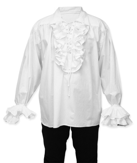  Victorian Regency Steampunk Mens Shirts White Cotton Solid Dress |Antique Vintage Old Fashioned Wedding Theatrical Reenacting Costume | Pirate