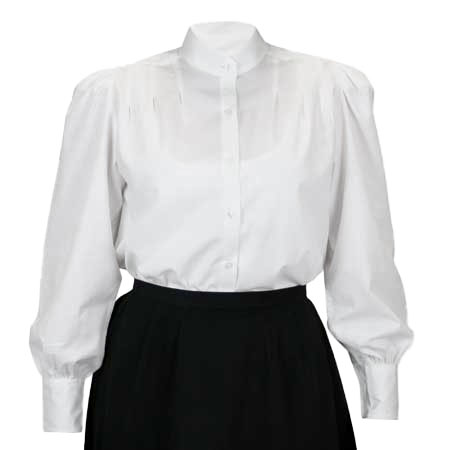  Victorian Old West Edwardian Ladies Blouses White Cotton Solid Traditional Fit |Antique Vintage Fashioned Wedding Theatrical Reenacting Costume | Nanny and Chimneysweep Motorist Suffragist Aviator