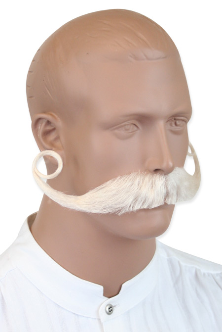  Victorian Old West Mens Mustaches White Natural |Antique Vintage Fashioned Wedding Theatrical Reenacting Costume |