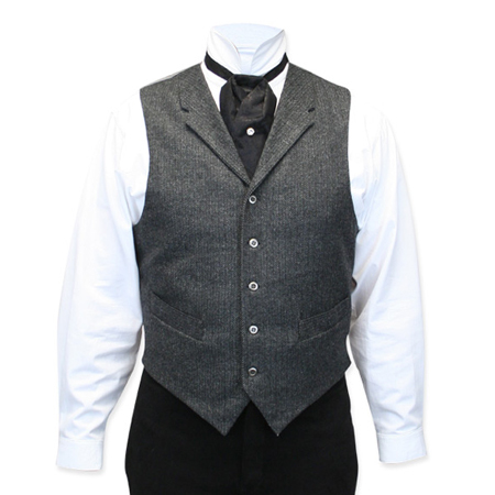  Victorian Old West Mens Vests Gray Tweed Wool Blend Herringbone Dress Work Matched Separates |Antique Vintage Fashioned Wedding Theatrical Reenacting Costume | Motorist