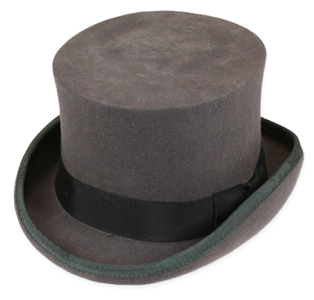  Victorian Old West Steampunk Edwardian Mens Hats Gray Wool Felt Top |Antique Vintage Fashioned Wedding Theatrical Reenacting Costume |