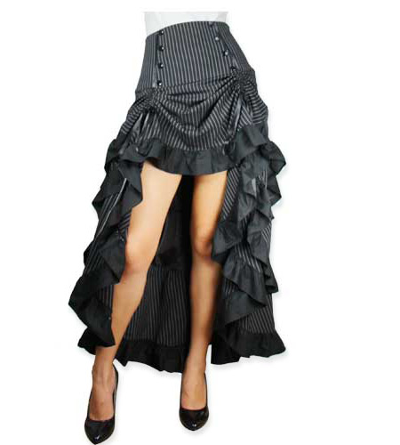  Victorian Steampunk Ladies Skirts Black Synthetic Stripe Dress |Antique Vintage Old Fashioned Wedding Theatrical Reenacting Costume | NYE