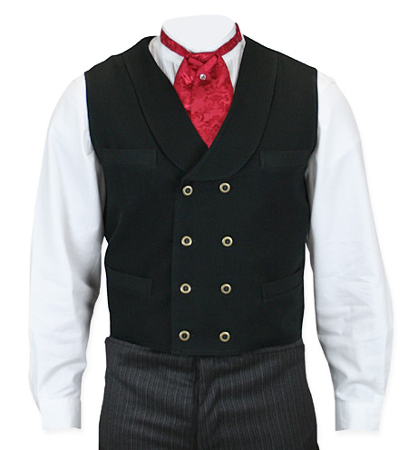  Victorian Old West Edwardian Mens Vests Black Canvas Cotton Solid Work Dress Matched Separates |Antique Vintage Fashioned Wedding Theatrical Reenacting Costume |
