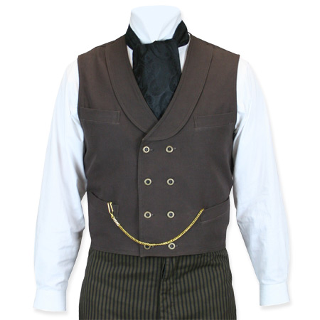  Victorian Old West Mens Vests Brown Cotton Solid Work |Antique Vintage Fashioned Wedding Theatrical Reenacting Costume |