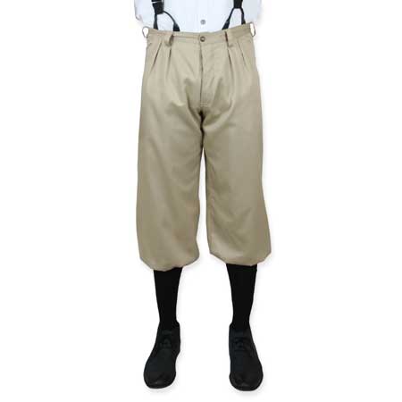  Victorian Steampunk Edwardian Mens Pants Brown Tan Cotton Solid Knickers |Antique Vintage Old Fashioned Wedding Theatrical Reenacting Costume | Golf