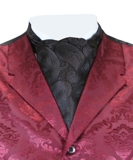  Victorian Old West Edwardian Mens Ties Brown Satin Microfiber Synthetic Paisley Ascots |Antique Vintage Fashioned Wedding Theatrical Reenacting Costume |