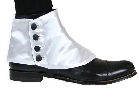  Victorian Steampunk Mens Footwear White Satin Synthetic Solid Spats and Gaiters |Antique Vintage Old Fashioned Wedding Theatrical Reenacting Costume |