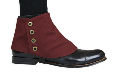  Victorian Steampunk Mens Footwear Red Cotton Solid Spats and Gaiters Matched Separates |Antique Vintage Old Fashioned Wedding Theatrical Reenacting Costume |