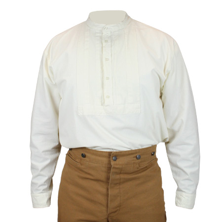  Victorian Old West Mens Shirts Ivory Cotton Solid Work |Antique Vintage Fashioned Wedding Theatrical Reenacting Costume |
