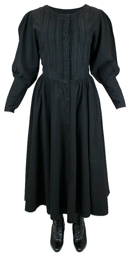  Victorian Old West Ladies Dresses and Suits Black Cotton Solid |Antique Vintage Fashioned Wedding Theatrical Reenacting Costume |