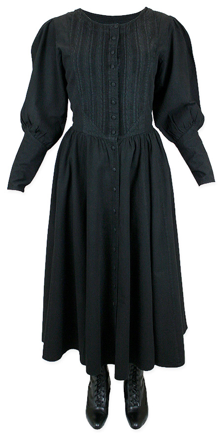  Victorian Old West Edwardian Ladies Dresses and Suits Black Cotton Solid |Antique Vintage Fashioned Wedding Theatrical Reenacting Costume |